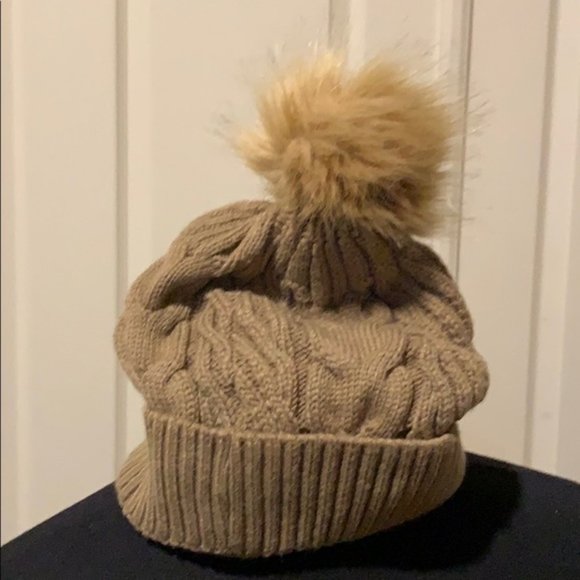 Brown cable knit winter hat